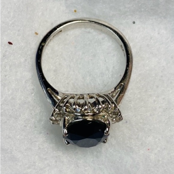 Avon 125th Anniversary Princess Faux Sapphire and CZ Ring Silver tone Size 9 - Picture 3 of 8